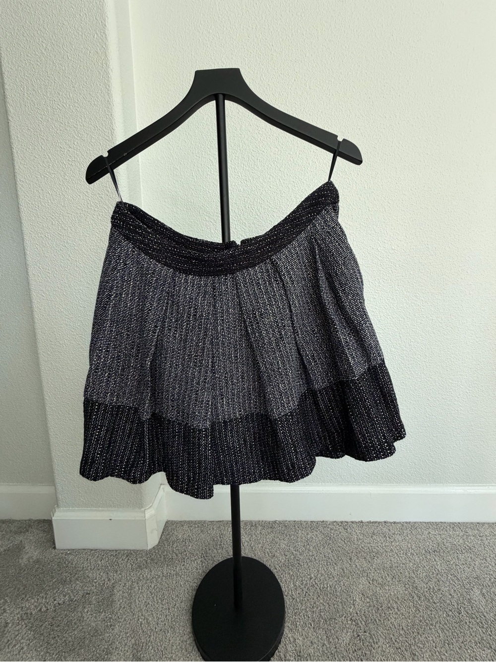 Vintage Proenza Schouler Black and Gray tweed pleated Mini Skirt
